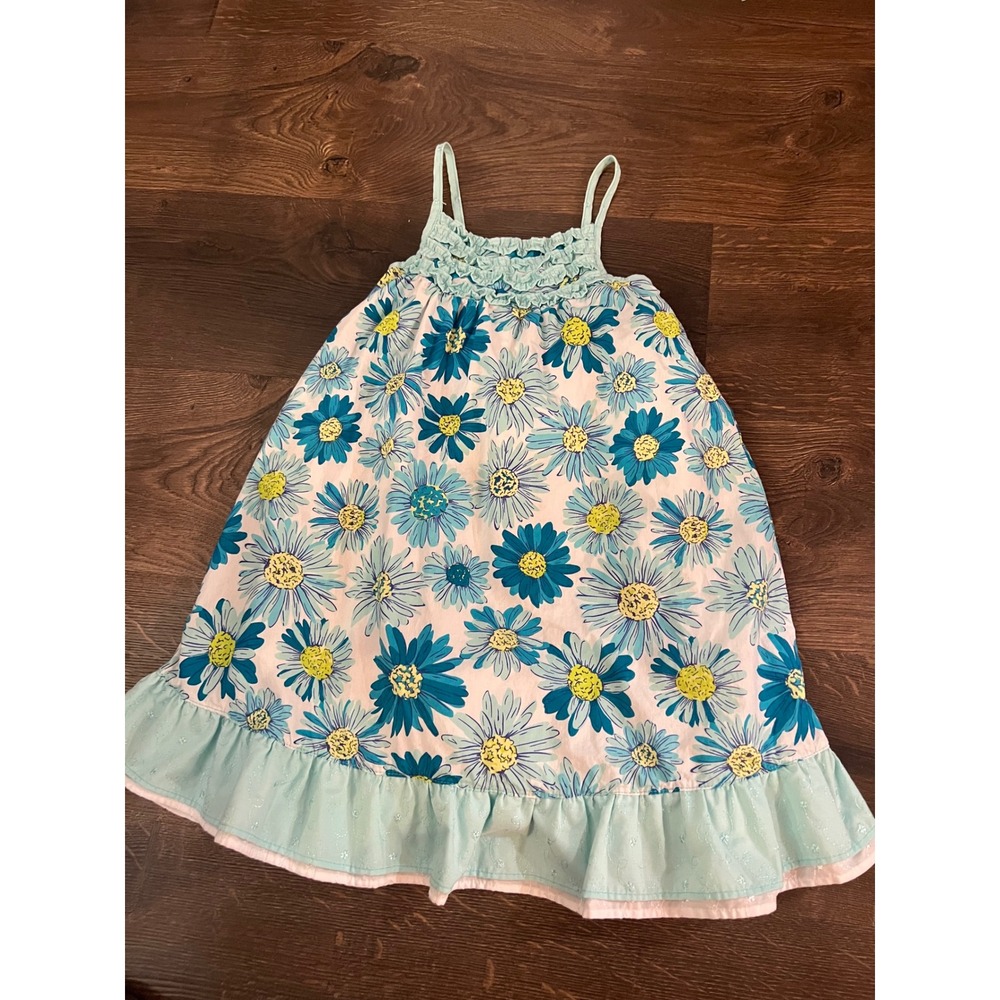 Penelope‎ Mack Girls Turquoise Daisy Floral Ruffle Sundress Size 6 4348SMS27-D